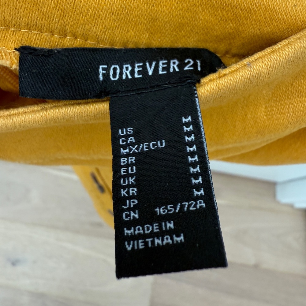 Forever 21 Mustard Yellow Button Front Mini Skirt Casual A-Line | Size M - Picture 9 of 9